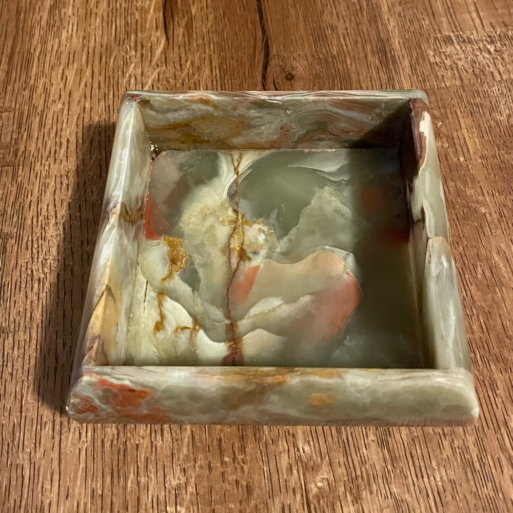 Vintage Onyx Stone Jewelry Rectangular Tray
